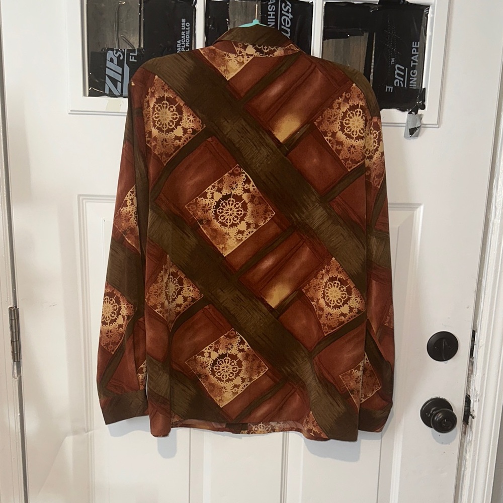 Vintage Chic Women's Brown Patterned Button-Down … - image 7